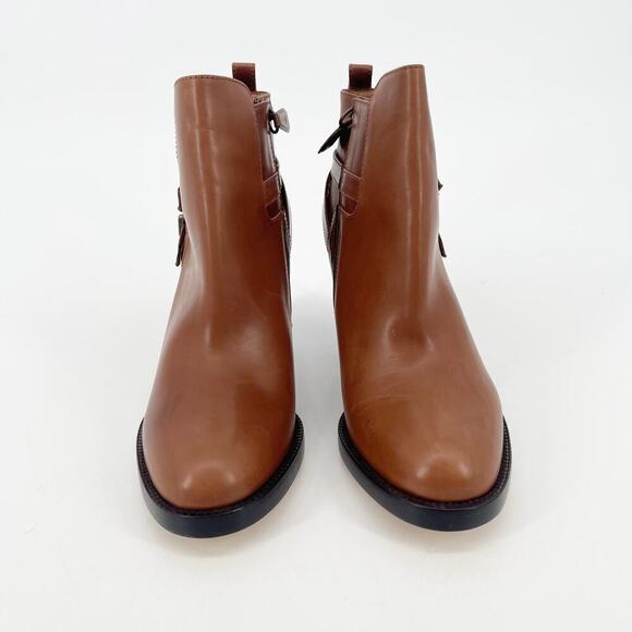 Lucchese Lucia Saddle Brown Leather Buckle Western Ankle Bootie Boot size 7.5 - Picture 6 of 12